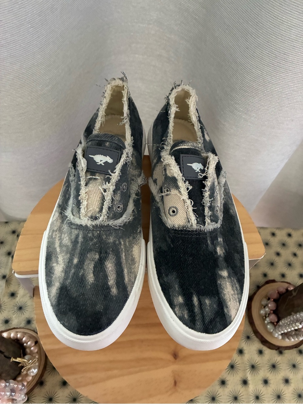 Rocket Dog Black and Cream Tie-Dye Slip-On Sneakers - Picture 3 of 8